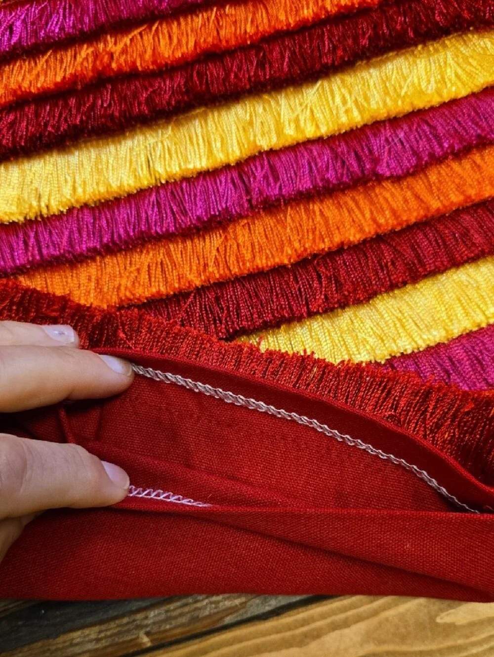 Vibrant Fringe Stripe Throw - Red, Pink, Orange, Yellow
